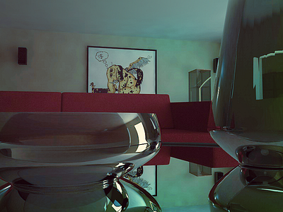 Interior Test shot with Baby G on canvas 3d interior mimesis raisin brand raisinism render rsn brnd