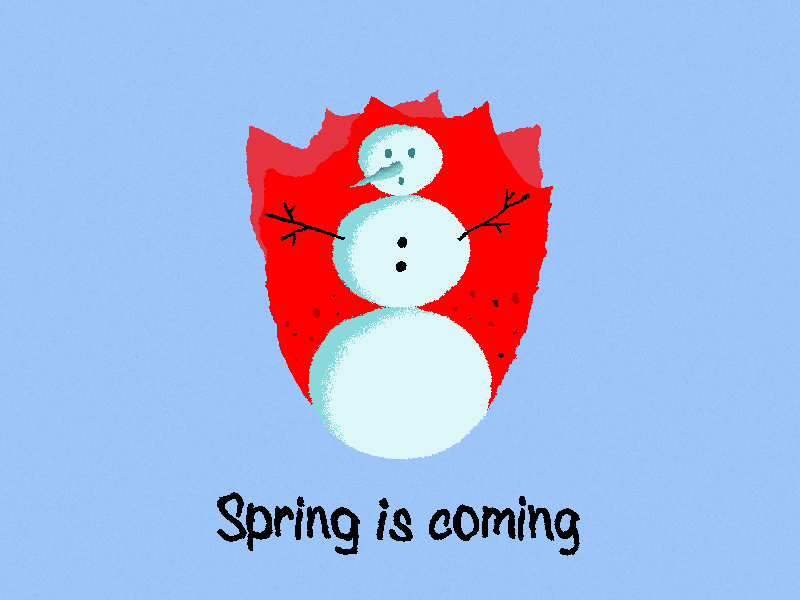 Spring Is Coming animation burn fire illustration motion motiongraphic snowman spring