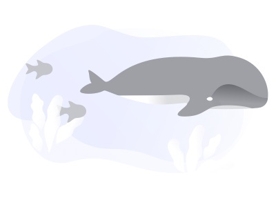 Pathgather Following branding color design empty state gray illustration purple simple ui underwater web whales