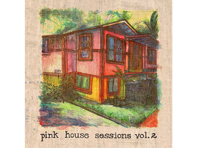 Pink House Sessions Vol. 2 album art album artwork architecture earthy houses illustration nature paint painting tropical watercolor watercolor art