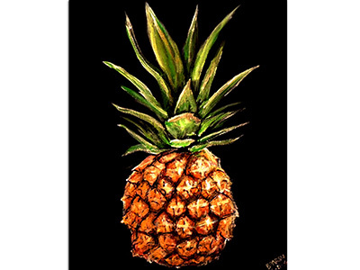 a pineapple for Dana canvas fruit fruit art fruit paintings paintings pineapple prismacolor sharpie still life tropical tropical art tropical fruits