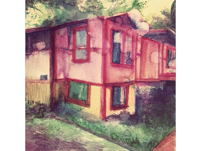 Pink House Sessions Vol. 2 (the great wine spill) accidental medium architecture earthy houses nature painting pink house plants tropical watercolor watercolor painting wine