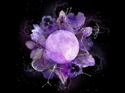 February (wip) collage constellations digital collage flowers moon outer space photo photo collage photo manipulation space stars