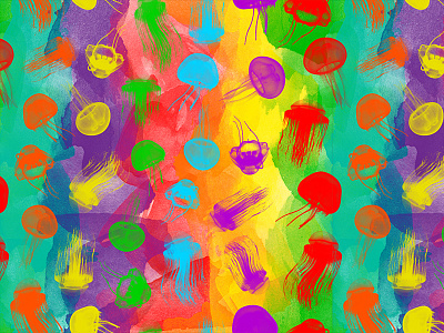 Acid Jellies acid animals art colorful hippies jellies jellyfish paint pattern rainbow trippy watercolor