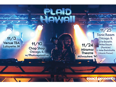 Plaid Hawaii Fall 2017 Tour (front) flier music plaid hawaii promo promoter show flier