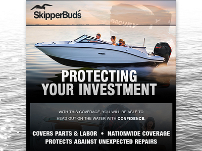 Engine Warranty ad advertising avertisement boating boats engines info investment protection warranty web page