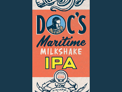 Doc's Maritime Milkshake IPA beer branding beer label branding design illustration package design vector