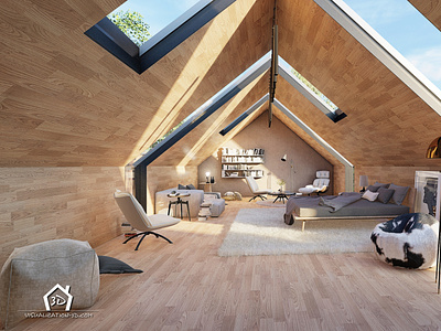 MODERN BARN - interior 3d architecture attic design interior interior design luxury visualization wood