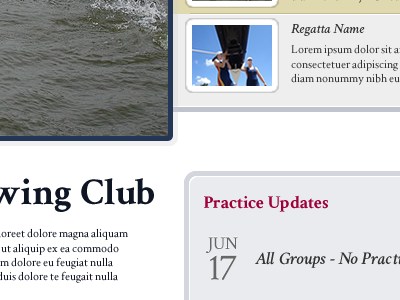 Preview of Rowing Website 2 blue calendar homepage redesign