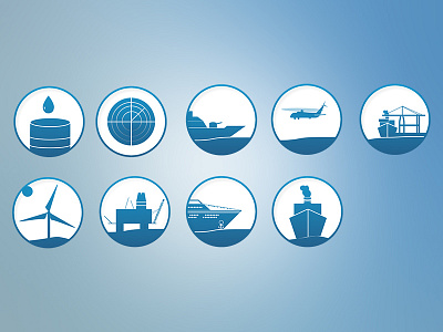 Tech Icons circles gradient icons radar ships