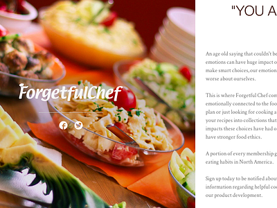 Forgetful Chef app cooking food landing page signup