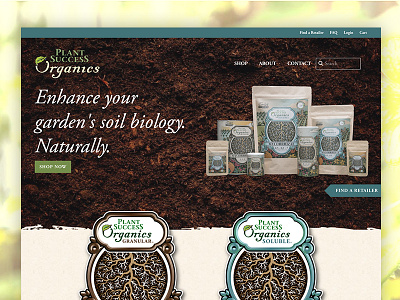 Naturally rich soil buttons dirt ecommerce home page homepage natural overlay plants products slider sliders textured