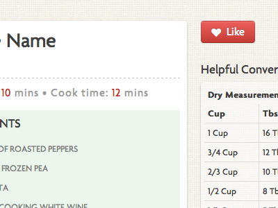 Recipes button sidebar web app