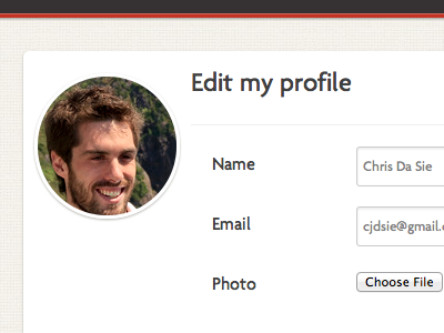 Edit Profile Page agenda avatar circular profile sharing