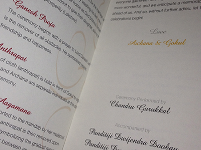 Wedding Programme print script wedding