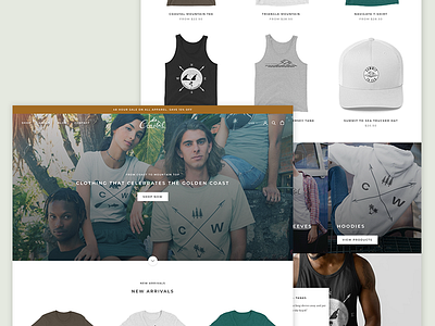 Coastal Wilderness Apparel apparel apparel design california clean clothing brand clothing company clothing label coastal design ecommerce hiking homepage icons outdoors responsive shopify startup surfing typography wilderness