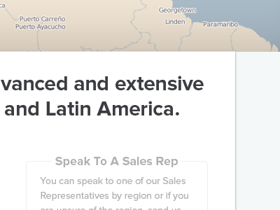 Speak to Sales border homepage map sidebar