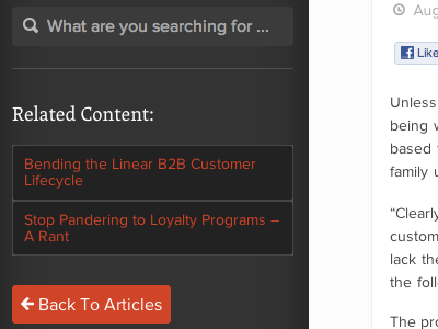 Related Content Navigation button content list orange search