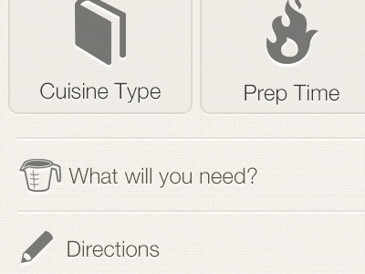 Share Recipe - WIP buttons food helvetica icons ios mobile recipe texture ui