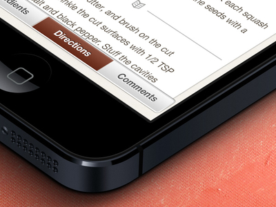 Iphone 5 Recipe View button gradient icons ios iphone menu navigation post recipe red slider typography