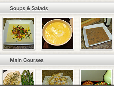 Explore Recipes borders buttons food gradients icons lists menu recipe texture ui