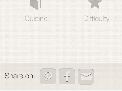 Share a Recipe borders buttons food gradients icons lists menu recipe texture ui