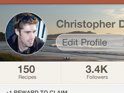 Profile app borders buttons food gradients icons ios profile recipe texture ui