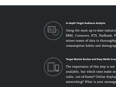 Analysis icons blue circles icons typography white