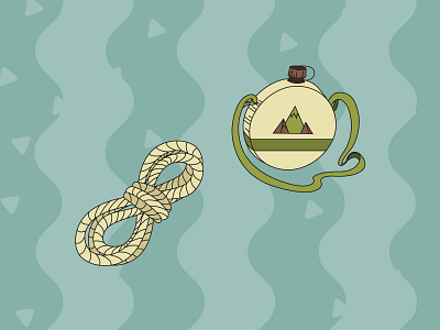 Camping Pack Illustrations - Canteen art camping canteen flat illustration illustrator nature outline rope vector