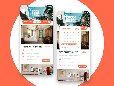 Greenhouse Booking 2 adobe xd app booking hotel hotel booking app ui ux