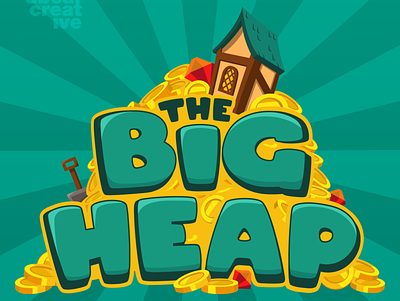 "The Big Heap" Game Logo art big colorful design game gemstones gold heap house illustration illustrator logo shovel steam vector