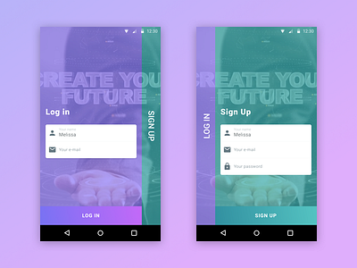 Log in/Sign Up Android android design flat login material design sign up ui ux