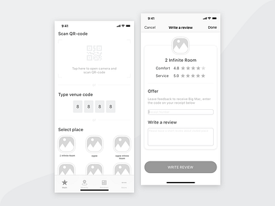 iPhone X Catering App Wireframes app design flat ios 11 iphone x mobile qr code scanner sketch ui ux wireframe