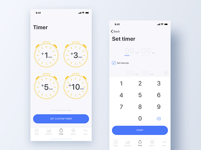 Timer app app design flat ios iphone x minimal mobile timer ui ux