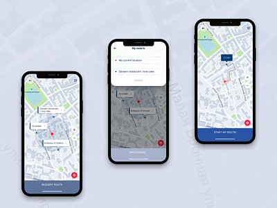Map Navigator - IOS app app design clean design figma flat interface interface design ios iphone iphone x map material mobile navigation route ui ux