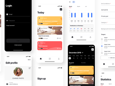 Goals Service - IOS app app design dark ui dashboard design flat goal habit tracker interface interfacedesign ios mobile sketch social network tracker ui ux