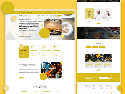 Restaurant landing page booking buffet dinner food fresh lunch box restaurant ui design