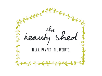 The Beauty Shed Logo beauty green handwritten illustration leaf leaves organic relax shed vine