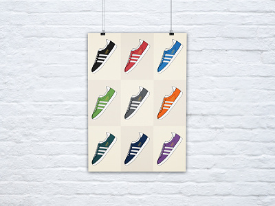 Gazelle Colours adidas art casuals classic fashion graphic design illustration poster sport trainer