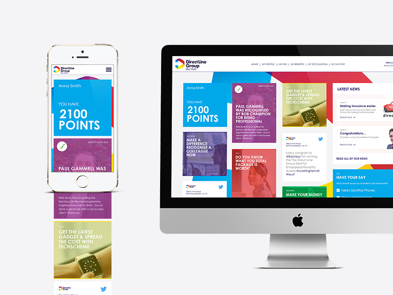 Direct Line portal site web design art direction mobile panels graphic portal colourful app web ui design