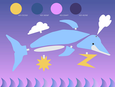 Dolphin Power Playful Pallet color pallet illustration