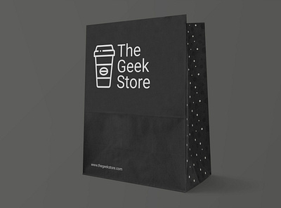 The Geek Store Paper Bag brand design brand identity branding dark theme dark ui design paperbag