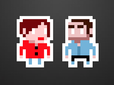 Her and me couple outline pixel retro