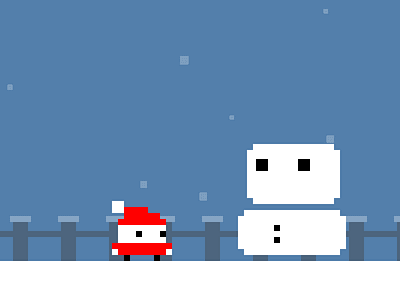 Interactive X-Mas-Card game pixel art snow snowman xmas