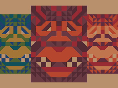 Monkey colorways monkey mosaic pattern pixel square triangle