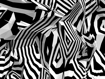 Stripemapping 3d bw cameramap distortion lowpoly noise stripes zebra