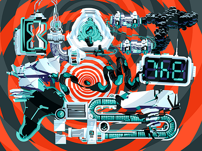 Blast From The Past blast cable glitch machine past ripple smoke spiral time travel typography vortex