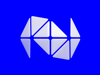N 3d logo lowpoly monogram n symbol triangle typography