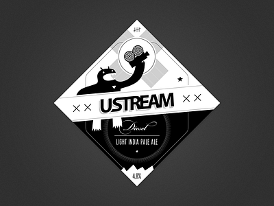 Beer Label for Ustream beer black black and white bnw illustration label typography ustream white