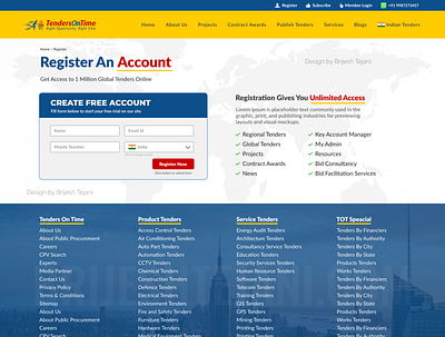 Tenders | Register Design branding design figma figma design figmadesign figmaindia register register form register page registered registration form registration page tender tenders ui ux website